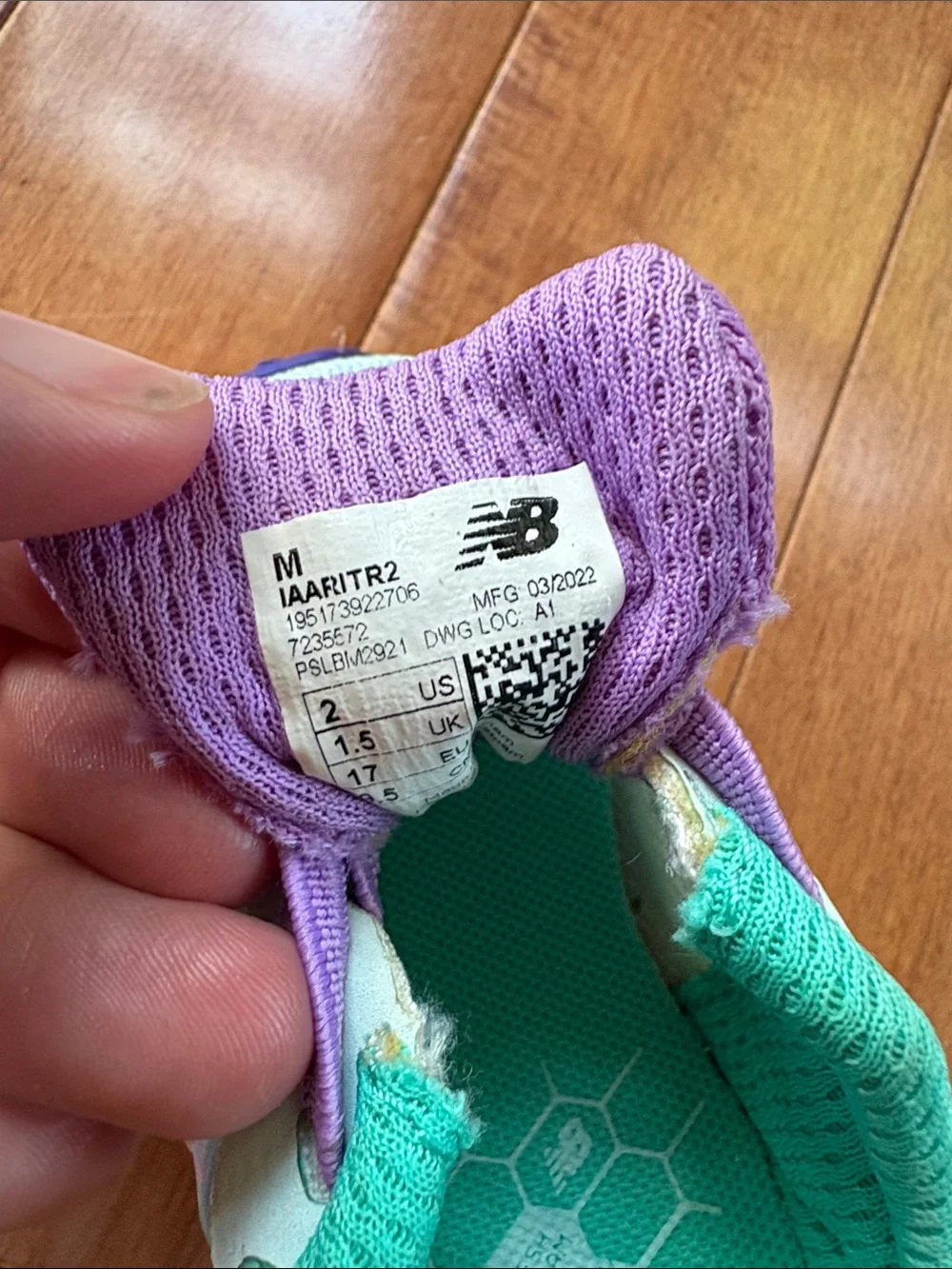 New Balance Kids Mint Green & Purple Athletic Sneakers